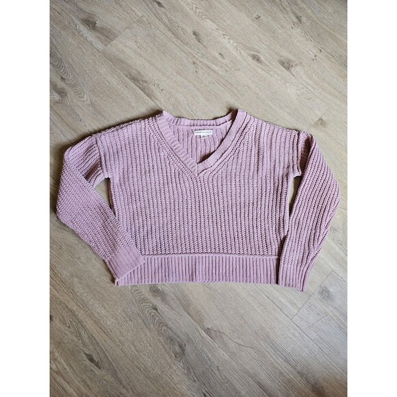 Aeropostal Women’s Pink Chenille V-Neck Sweater Size XS - Picture 2 of 7